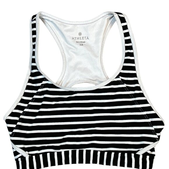 Athleta Racerback Medium Supports Bra in Black White Stripe Size XS - Picture 1 of 6
